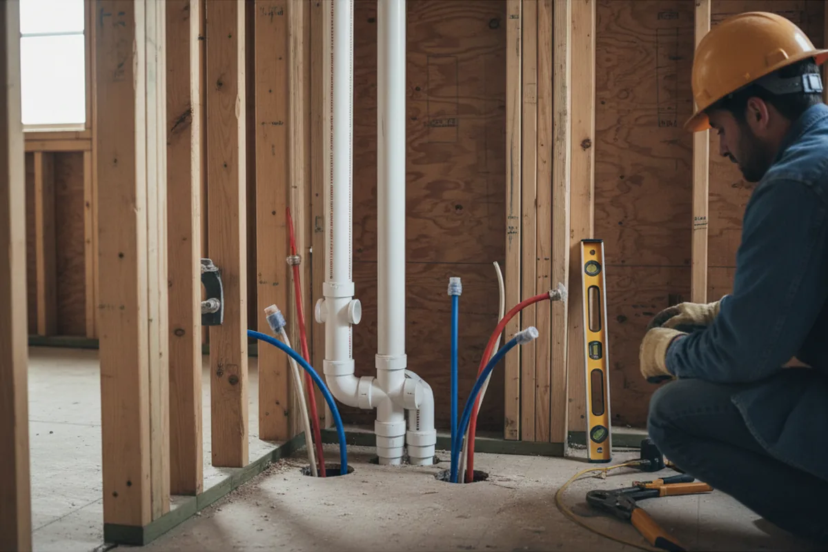 Drain and supply rough-in during Drain Cleaning in New Philadelphia